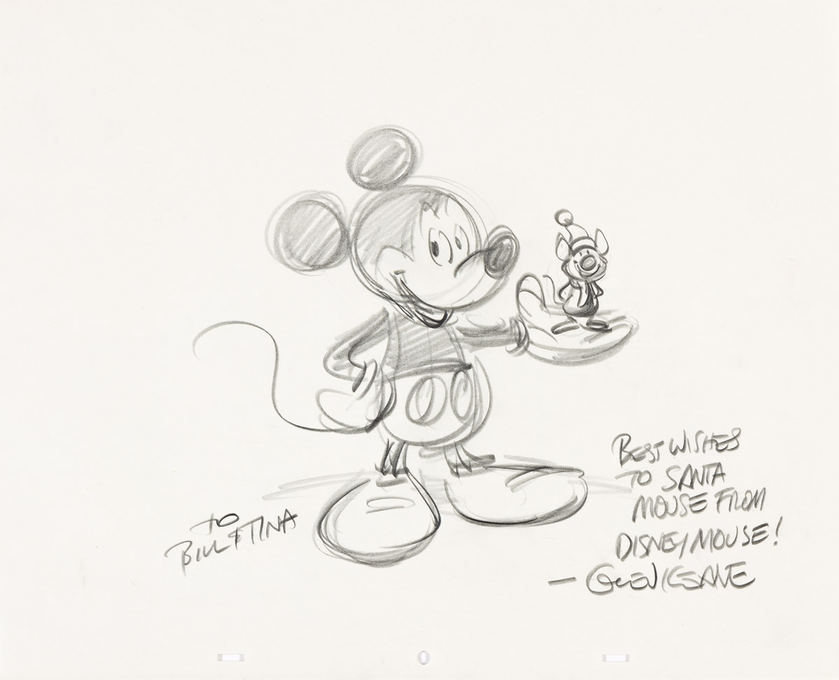 (WALT DISNEY STUDIOS) GLEN KEANE (20/21st CENTURY) Best Wishes to Santa Mouse from Disney Mouse! [MICKEY MOUSE]